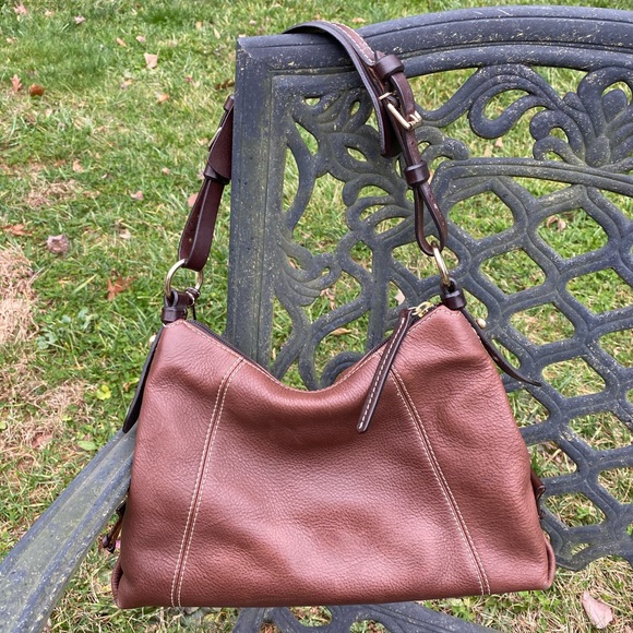 Dooney & Bourke Small Brown Pebbled Leather Hobo - Picture 2 of 8